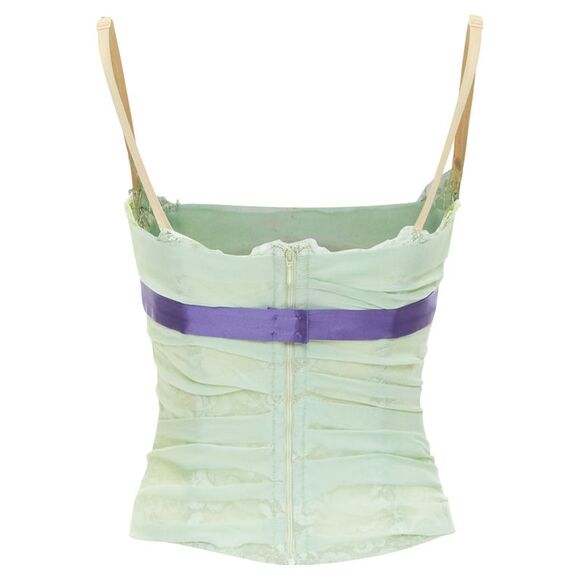 Dolce Gabbana Silk Flower Applique Corset Bustier - Picture 5 of 6